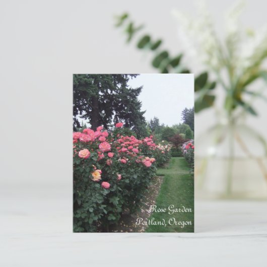 Roos tuin/Portland Oregon Briefkaart (Staand voorkant)