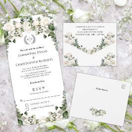 Roos Tuin Romance Bloemen Bruiloft All In One Uitnodiging