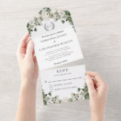 Roos Tuin Romance Bloemen Bruiloft All In One Uitnodiging (Afscheurbaar)