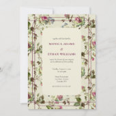 Roos tuin rozen  botanische bruiloft kaart (Voorkant)