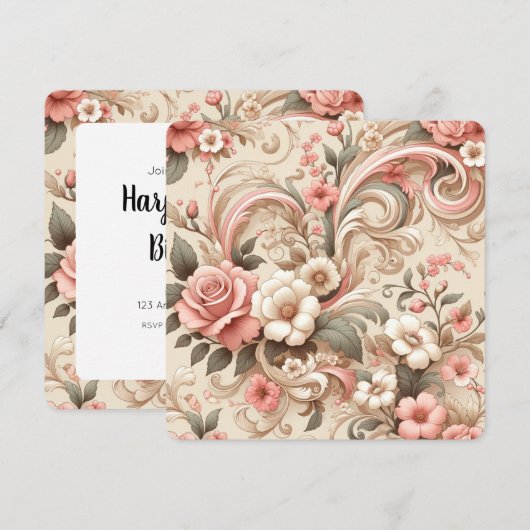  Roos Tuin Scrollwork Kaart (Voorkant / Achterkant)