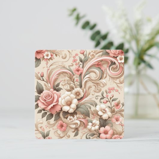  Roos Tuin Scrollwork Kaart (Staand voorkant)