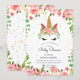 roos tuin slaperig eenhoorn virtueel baby shower kaart