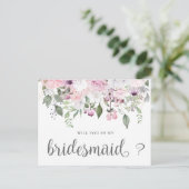 Roos Tuinbloem Bridesmaid Uitnodiging Briefkaart (Staand voorkant)