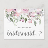 Roos Tuinbloem Bridesmaid Uitnodiging Briefkaart (Voorkant)