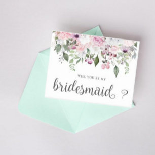 Roos Tuinbloem Bridesmaid Uitnodiging Briefkaart