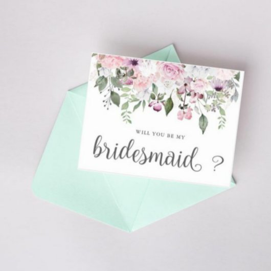 Roos Tuinbloem Bridesmaid Uitnodiging Briefkaart