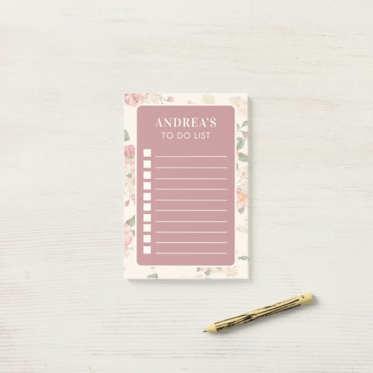Roos tuinbouillon Post-it® Notes (Op bureau)