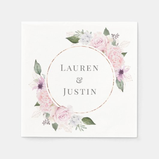 Roos Tuinbouwmonogram Napkin Servet (Voorkant)