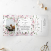 roos tuinelegant drix - huwelijksuitnodiging drieluik uitnodiging (Binnen)