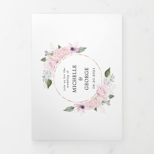 roos tuinelegant drix - huwelijksuitnodiging drieluik uitnodiging (Cover)