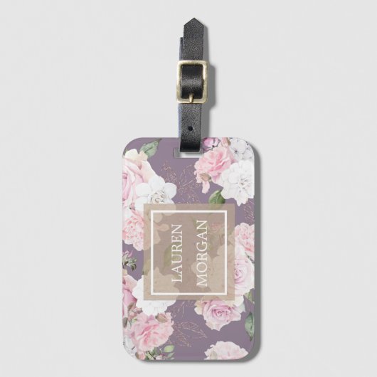 roos tuinelegant floranje bagagelabel (Voorkant (verticaal))