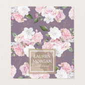 roos tuinelegant floreel gevouwen visitekaartje (Buitenkant ongevouwen)