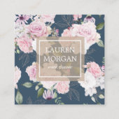roos tuinelegant floreel vierkant visitekaartje (Voorkant)