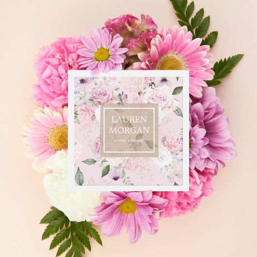 roos tuinelegant floreel vierkant visitekaartje