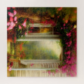 Roos tuinpoort legpuzzel (Horizontaal)