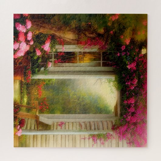 Roos tuinpoort legpuzzel (Horizontaal)