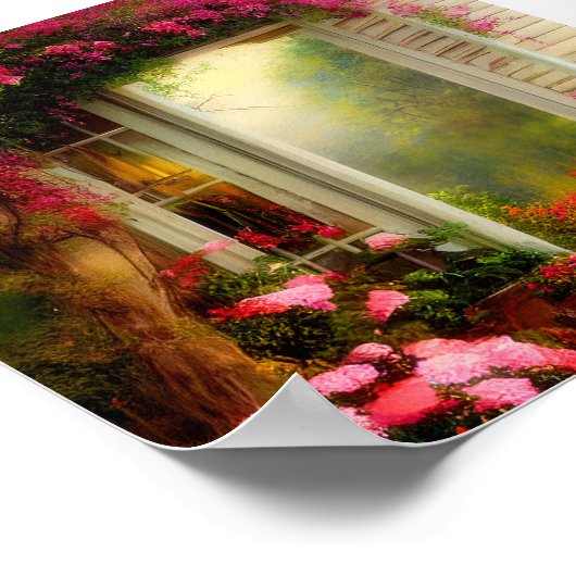 Roos tuinpoort poster (Hoek)