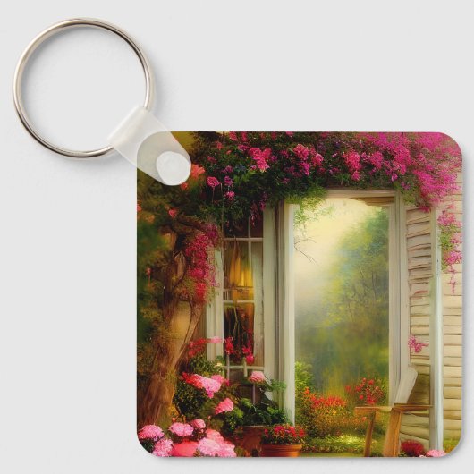 Roos tuinpoort sleutelhanger (Voorkant)