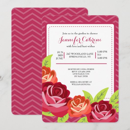 Roos Tuinuitnodiging Kaart (Voorkant / Achterkant)