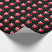 Roos Tulip Bloom tegen zwart Cadeaupapier (Hoek)