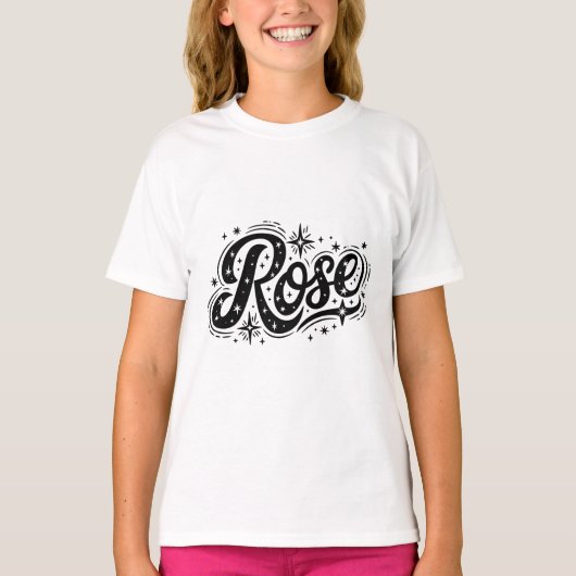 Roos typografie - grillige elegantie t-shirt (Voorkant)