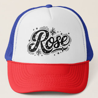 Roos typografie - grillige elegantie trucker pet