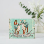 Roos Uil & Azure Deer Dank u Briefkaart (Staand voorkant)