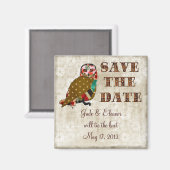 Roos Uil Save the Date Wit Bloemen Magnet (Voorkant / Achterkant)