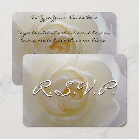 Roos Uitnodiging Gepersonaliseerd White Rose RSVP- (Voorkant / Achterkant)