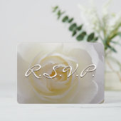 Roos Uitnodiging Gepersonaliseerd White Rose RSVP- (Staand voorkant)