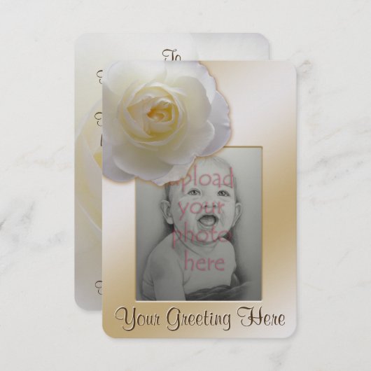 Roos Uitnodiging Gepersonaliseerd White Rose RSVP- (Voorkant / Achterkant)