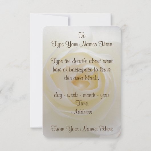 Roos Uitnodiging Gepersonaliseerd White Rose RSVP- (Achterkant)