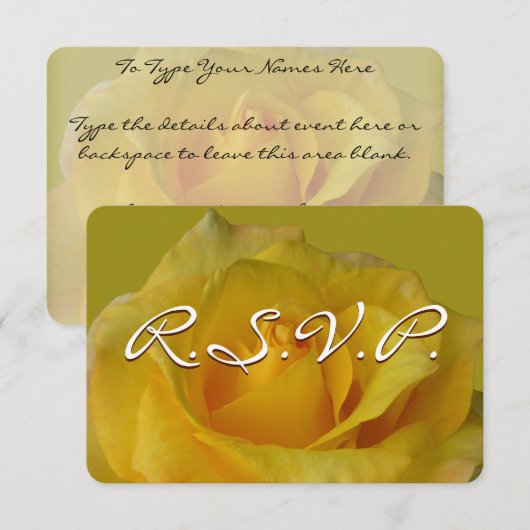 Roos Uitnodiging Gepersonaliseerde Gele Roze RSVP- (Voorkant / Achterkant)