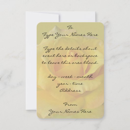 Roos Uitnodiging Gepersonaliseerde Gele Roze RSVP- (Achterkant)