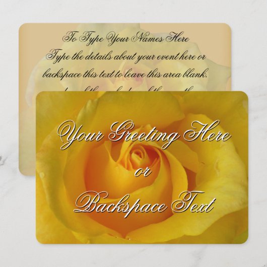 Roos Uitnodiging Gepersonaliseerde Gele Roze RSVP- (Voorkant / Achterkant)