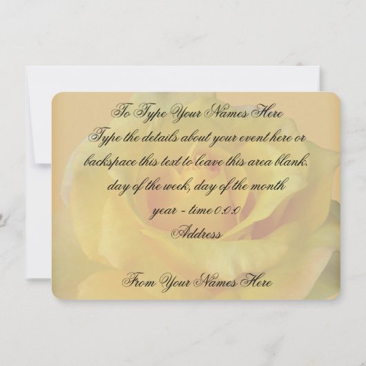 Roos Uitnodiging Gepersonaliseerde Gele Roze RSVP- (Achterkant)