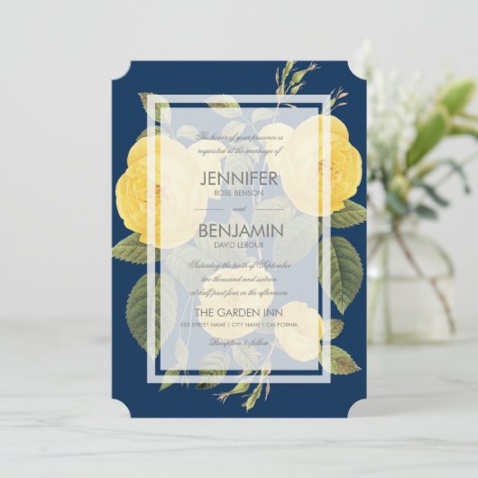  Roos Uitnodiging tot bruiloft (Staand voorkant)