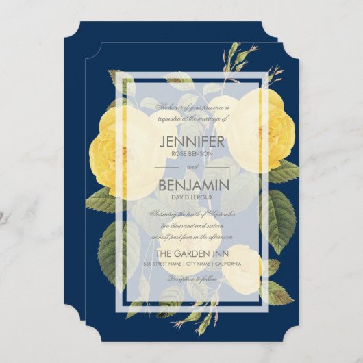  Roos Uitnodiging tot bruiloft (Voorkant / Achterkant)