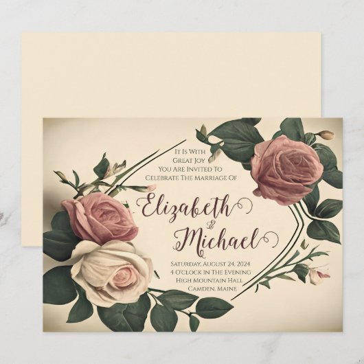 Roos - Uitnodiging tot huwelijk (Voorkant / Achterkant)