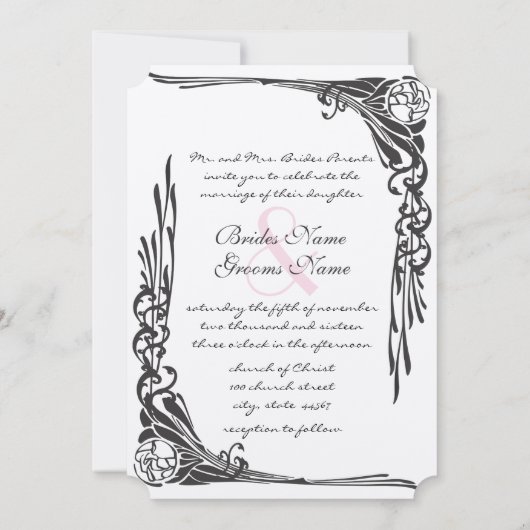 Roos uitnodiging voor weddenschappen Art Deco (Achterkant)