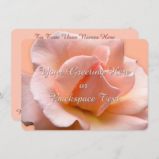 Roos Uitnodigingen Aangepaste Peach Roos RSVP-kaar (Voorkant / Achterkant)