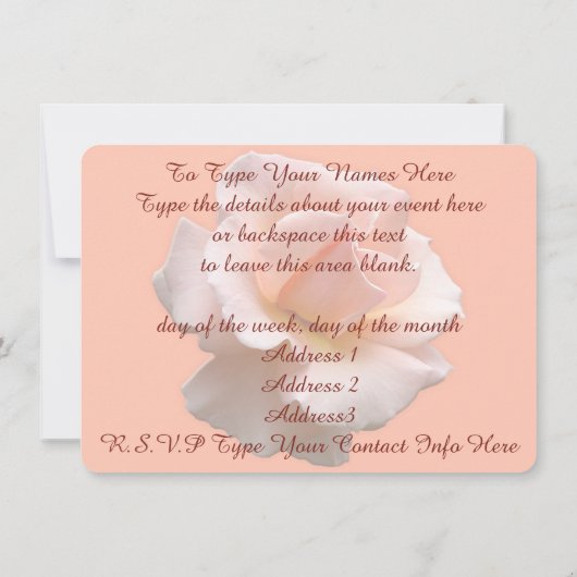 Roos Uitnodigingen Aangepaste Peach Roos RSVP-kaar (Achterkant)