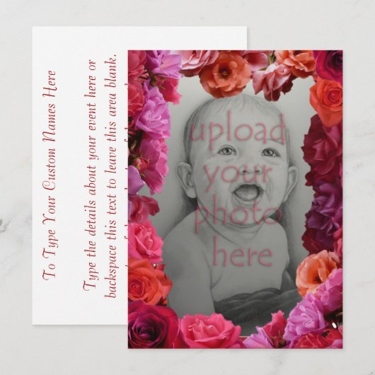 Roos uitnodigingen gepersonaliseerd  Rozen RSVP ka (Voorkant / Achterkant)