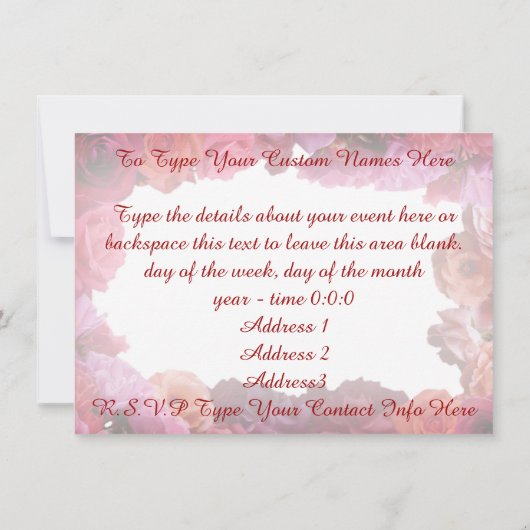 Roos uitnodigingen gepersonaliseerd  Rozen RSVP ka (Achterkant)