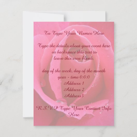 Roos Uitnodigingen Gepersonaliseerde Roze Roze RSV (Achterkant)