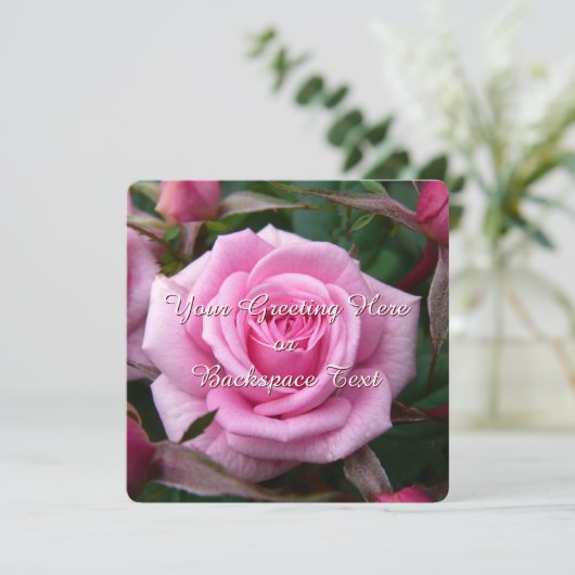 Roos Uitnodigingen Gepersonaliseerde Roze Roze RSV (Staand voorkant)