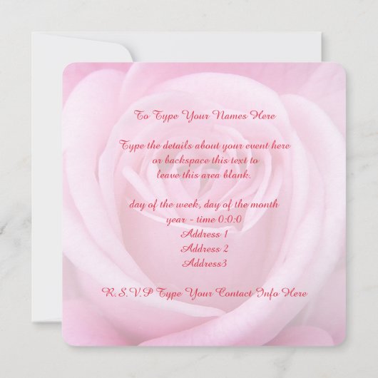 Roos Uitnodigingen Gepersonaliseerde Roze Roze RSV (Achterkant)