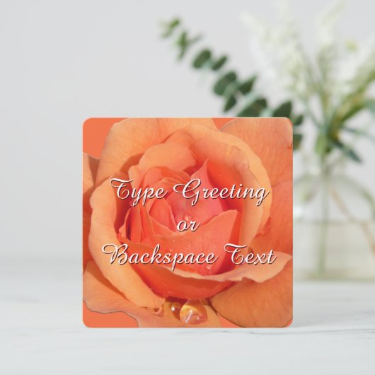 Roos-uitnodigingen personaliseren Oranje RSVP-kaar Kaart (Staand voorkant)