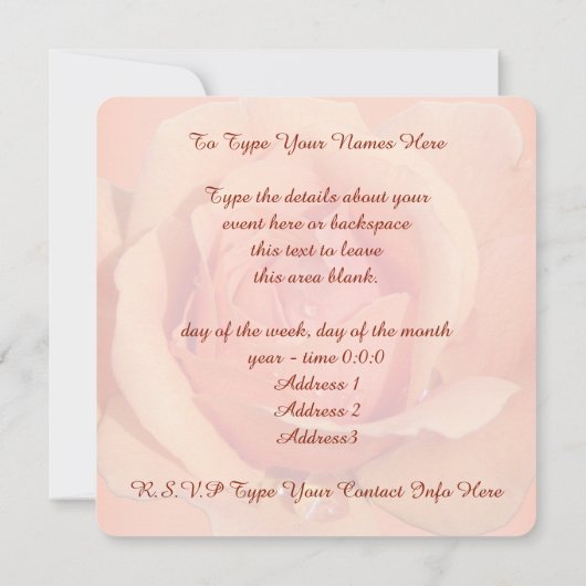 Roos-uitnodigingen personaliseren Oranje RSVP-kaar Kaart (Achterkant)